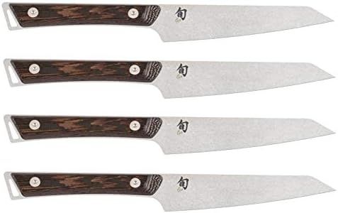 Shun Cutlery Kanso Steak Knife Set - 5" Steak Knives, 4 Piece, Razor-Sharp Meat Slicing Knife, Keeps Juices in Steak and Preserves Flavor, Handcrafted Japanese Kitchen Knives