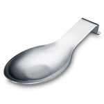 Matte Silver Spoon Rest, Stainless Steel Spoon Holder for Stove Top, Holder for Ladles, Tongs, Spatula, Stove Spoon Holder, Pot Lid Holder, Dishwasher Safe (1PC-9.5 Inch)