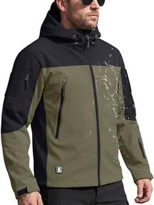 FREE SOLDIER Men's Outdoor Waterproof Soft Shell Hooded Military Tactical Jacket (Green Black XXXX-Large/US)