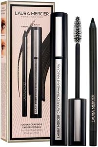 Laura Mercier Caviar Cravings Eye Essentials, Caviar Tightline Eyeliner and Extravagant Mascara: Long Lasting Color, 3X Curl and Lift, Smudge- & Transfer-Proof, Holiday Gift Set