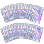 BQTQ 200 Pieces Foil Bags Resealable Ziplock Bags Holographic Colour Smell Proof Bags for Party Favor Food Jewellery Storage, 6x10cm / 7x10cm