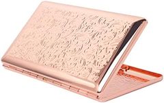 Beautiful Stylish Simple Unilateral Metal Ladies and Men's Cigarette Case,Holds 10 120's Capri Cigarettes (Arabesque Rose Gold)