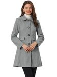 Allegra K Women's 2024 Coat Winter Vintage Single Breasted Long Peter Pan Collar Overcoat, Grey, S