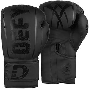 DEFY Boxing Gloves for Men & Women - Premium Quality Synthetic Leather Boxing Gloves for Training - Perfect for Punching Heavy Bags, Sparring, & Fighting Gloves (Black, 12oz)