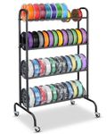 AHOWPD 3D Printer Filament Storage Rack- 4 Tier Rolling 3D Printer Filament Storage Rack with Wheels, Heavy Duty Metal Shelf for PLA/ABS/TPU, Filaments Holder for 3D Printing Studio, Office Workshop