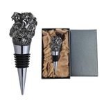 Lion Head Wine Stopper, Silicone Rubber Wine Bottle Stopper with Gift Box Sealing Plug Leak Proof Champagne Bottle Stopper Alloy Animal Head Bottle Stopper for Birthday Gifts Party Wedding Decor