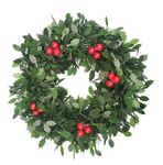 Forty Wings Red Berry Green Leaves Christmas Xmas Wreath Holiday Door Decorations Xmas Wall Wreath Christmas Welcome Wreath Christmas Decor (Santa Clause Wreath)