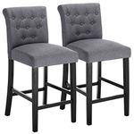 WOLTU Breakfast Kitchen Counter Chairs Bar Stools Set of 2 Bar Chairs Wood Legs Barstools Dark Grey High Stools