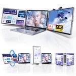 Pitycbo Triple Laptop Screen Extender - 2.5K Portable Dual Laptop Screen Extender Monitor, Plug and Play Extended Monitor Fits 13-17.3 Inch Laptops Compatible with Mac, Windows, Android, Chrome