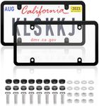 KLSKKJ 2 Pack Clear License Plate Covers and Frames Combo, Car License Plates Shields Holder Fits Any Standard US Plates with Screws Caps