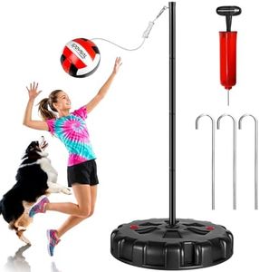 SPOYNAL Portable Tetherball Set with Tetherball Ball, Rope and Pole, Tether Ball and Rope with Heavy Duty Poles and Sturdy Base for Adults Outdoor Backyard Lawn Beach Game