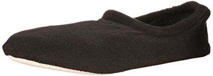 Isotoner mens Classic Stretch Fleece Slippers, Black, 10/11 US