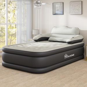 YITAHOME FullXL Size Air Mattress with Headboard, 18in Inflatable with Pillow, Blow Up Mattress with Removable Electric Pump, Comfort Air Bed Queen for Camping & Home, Black