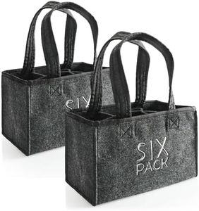 COM-FOUR® 2x Sac à Bouteilles - Porte-gobelet en Feutre pour 6 Bouteilles - Sac en Feutre Pliable avec poignées pour Boissons - Support 6 pièces pour Bouteilles jusqu'à 0,5 L (2 pièces - PACK DE SIX)