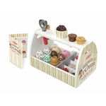 melissa & doug wooden scoop and serve ice cream counter (28 pcs) - play food and accessories- Multi color