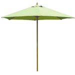 BrackenStyle Wooden Garden Parasol – Pully Operated and Machine Washable Garden Umbrella – 11 Colours - 15kg Black Concrete Base Included (Light Green)