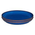 Denby - Imperial Blue Medium Plates Set of 2 - Dishwasher Microwave Safe Crockery 21cm - Royal Blue Coupe Ceramic Stoneware Tableware - Chip & Crack Resistant Lunch Plates