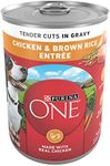 Purina ONE Tender Cuts in Wet Dog Food Gravy Chicken and Brown Rice Entree - (Pack of 12) 13 oz. Cans