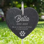 Jodimitty Personalised Pet Memorial Plaque with Hook Stake, Custom Name & Life Span & Message & Pattern, Engraved Plaques Stand Grave Stones Dog Cat Memorial Gifts Keepsakes, 10/15/20cm (Heart)