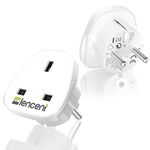 LENCENT 2X UK to EU Euro Europe Plug Adapter, Grounded European Travel Adapter for Spain Germany France Portugal Greece Russia Netherlands Turkey and more (Type E/F)