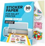 Sticker Paper for Inkjet Printer - Printable Vinyl Sticker Paper - Sticker Paper - (30 Sheets, 8.5 x 11", Matte White) - Sticker Printer Paper - Cricut Sticker Paper Printable