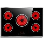 Pladeca 5-Burner Electric Cooktop, 30-Inch Built-in Ceramic, Touch Control, 220V Hard Wire, Pause & Safety Lock