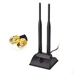 Eightwood External Wifi Antenna 2.4G/5.8G Dual Frequency Magnetic Base 6dBi RP-SMA Adapter 2m 6.5ft Cable Compatible for Wifi Security Camera Card WLAN PCI Wireless Router Bluetooth TP-Link Dlink