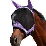 Harrison Howard Pro Luminous Horse Half Face Fly Mask Large Eye Space with Ears UV Protection for Horse Gentle Lavendar S