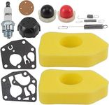 AUTOKAY 698369 Air Filter + 495770 795083 Carburetor Diaphragm, 494408 694394 Primer Bulb for Briggs Stratton