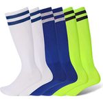 Fuyamp 3 Pairs Kids Football Socks,3 Colors Childrens Football Socks Kids Breathable Soccer Sock Long Football Socks for Sporting Running Training Socks for Children Aged 5-12