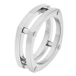 Geoffrey Beene Men’s Comfort Fit Bike Chain Stainless Steel Ring, Non-Precious Metal, No Gemstone