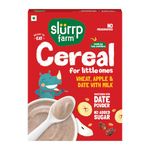 Slurrp Farm No Added Sugar Instant Cereal | Wheat, Apple & Date with Milk | No Preservatives | Mildly Sweetened with Date Powder | 200g