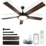 OUTON 52" Ceiling Fans with Lights and Remote, Smart Wi-Fi Ceiling Fan Works with Alexa Google Home Voice APP Control,3 Color Temperature,5 Dual Finish Blades,Ceiling Fan for Bedroom Living Room Patio