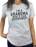 EBOLLO Womens Im a Grandma Whats Your Superpower Awesome Nana Gift Funny T Shirt (Large, Heather Gray)