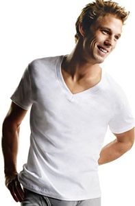 Hanes 777vp6 - Camisetas para Hombre (Cuello en V, 6 Unidades) Blanco Blanco Large