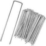 Outapex Landscape Staples, 8" Heavy-Duty Garden Stakes, U-Shaped Galvanized Securing Weed Fabric Landscape Fabric Netting Ground Sheets and Camping Tent 50 Pack