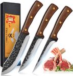 3 Piece Kitchen Knife Set Boning Knife Set – Razor Sharp Kitchen Knives Full Tang Butcher Knife Set,Boning Knife High Carbon Stainless Steel Cooking Knife Set, Gift Box