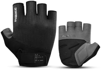 INBIKE Cycling Gloves for Men Women, Shock-Absorbing Memory Gel Padded Road Bike Gloves, Bicycle Breathable Half Finger Touchscreen Reflective Biking Gloves Black Small