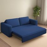 Casaliving Roxy 3 Seater Sofa Cum Bed for Living Room (Blue Colour Fabric) Premium Fabric Sofa Cum Bed