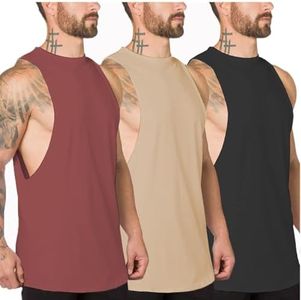 Muscle Killer 3 Pack Men's Muscle Cut Off Gym Workout Stringer Tank Tops Bodybuilding Fitness T-Shirts (m, Regular, Black+Apricot+Dark Purple)
