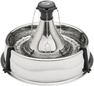 PetSafe - Fontaine à Eau pour Animaux 360 degrès Drinkwell en Acier Inoxydable, Capacité 3.8 L, 5 Jets d'eau en Cascade Personnalisables, Filtre à Charbon et en Mousse pour Une Eau de qualité