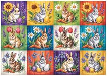 Jollitot Spring Sunflowers Easter Eggs Rabbits Puzzles Adults Gifts for Women Men Wooden 300 Pieces 13.7 x 9.7in