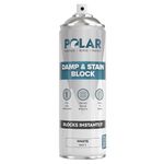 Polar Damp & Stain Block Spray - 500ml, Matt White - Covers Damp, Mould, Grease, Nicotine & Rust Stains - Anti Mould & Damp Proof Paint for Internal Walls & Ceilings - Dries in 10 Min, Low Odour