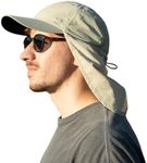 TOP-EX XL/XXL Waterproof Baseball Cap Mens with Neck Flap, UV Protection Sun Hats Women, Foldable Summer Hats Safari Hiking Outdoor Hat Beige XL/XXL