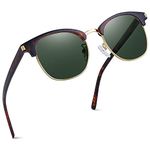 Joopin Half Frame Polarised Sunglasses Man - UV400 Protection Retro Classic Horn Rimmed Sunglasses for Men Womens Sunglasses (Olive)