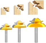 TOTOWOOD 45 Degree Lock Miter Router Bit 3-Piece Set, for 31/64", 37/64",3/4" Cutting Height, 1/4 Inch Shank.Woodworking Tools Joint Router Bits (3PCS 1/4 Shank) (3PCS 1/4 Shank)