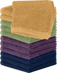 Utopia Towels Cotton Washcloths Set - Pack of 24-100% Ring Spun Cotton, Premium Quality Flannel Face Cloths, Highly Absorbent and Soft Feel Fingertip Towels (12 Pack, Beige, Plum, Sage Green, Navy)