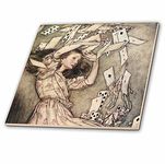 3dRose ct_99319_3 Vintage Alice in Wonderland & Playing Cards Ceramic Tile, 8"