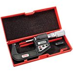 Starrett 733MEXFLZ-100 LCD Outside Micrometer, Friction Thimble, Lock Nut, Carbide Faces, 75-100mm Range, 0.001mm Graduation, +/-0.004mm Accuracy