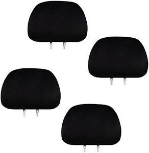 Yupbizauto 4X Cars Trucks & Cover DVD tv Monitors Solid Color Polyester Universal Headrest Covers with Foam Backing- Set of 4 (Black)